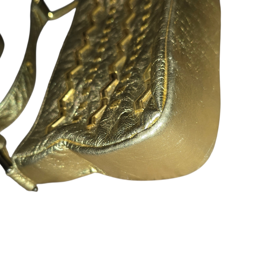 Vintage 80s Dawli Metallic Gold Leather Shoulder Bag - Picture 4 of 11